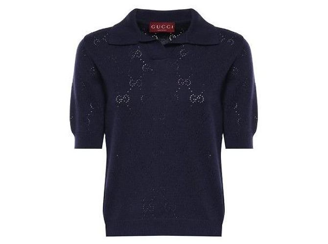 Gucci Polo en maille à manches courtes Bleu