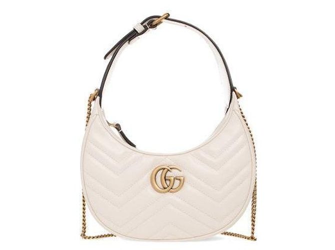 Gucci Bolsa de ombro e transversal Marmont Matelassé Half Moon Cream DTDHT Branco