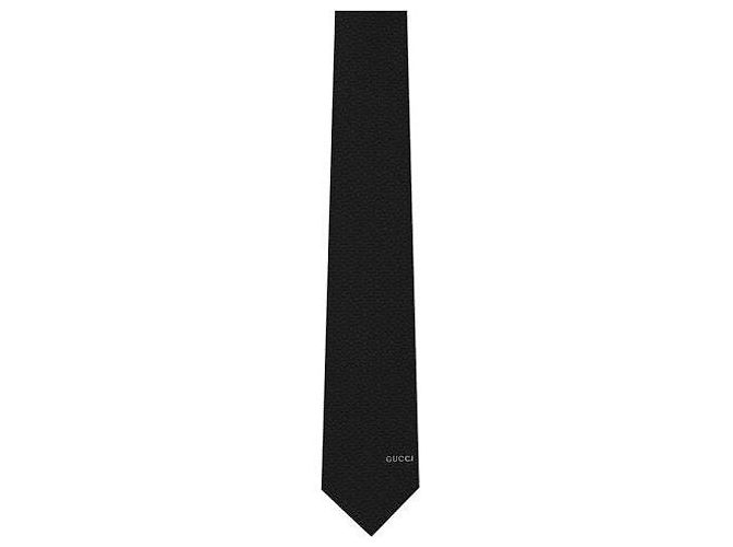 Gucci Silk Jacquard Horsebit Tie Black