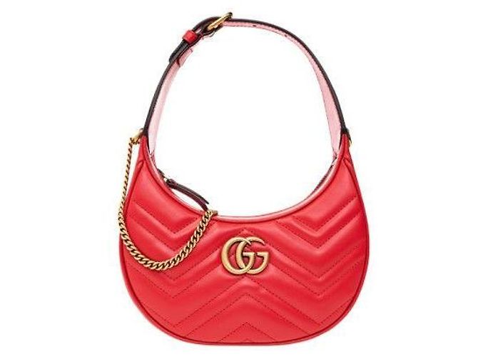 Gucci Borsa a tracolla e spalla Marmont Matelassé Half Moon Red DTDHT Rosso