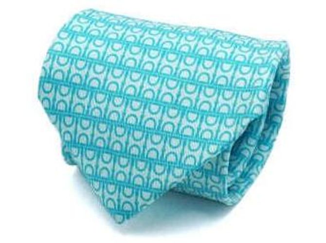 Hermès Blue Chandal Motif Silk Tie