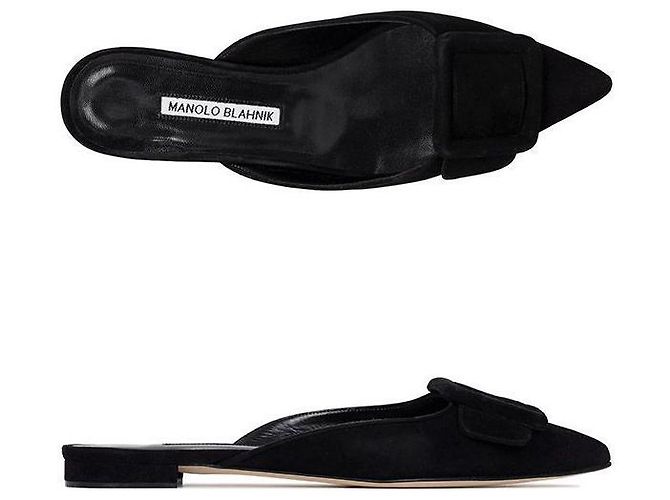 Manolo Blahnik Mules basse in camoscio nero