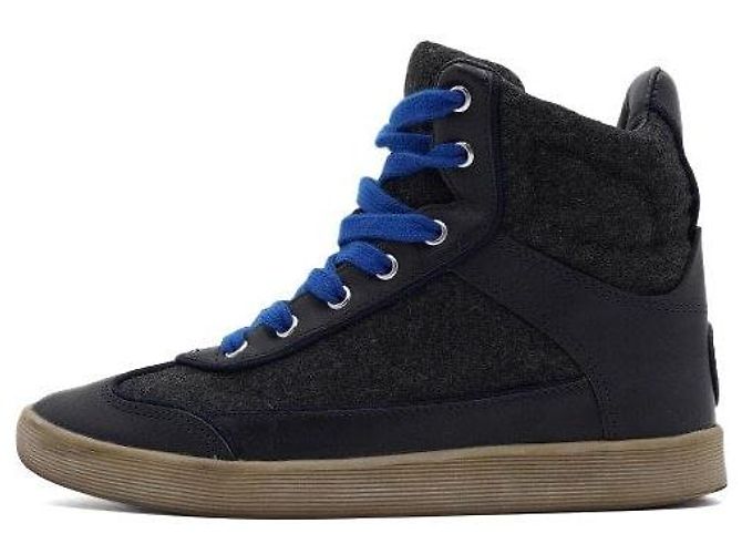 Tory Burch Sneakers alte da donna in pelle e camoscio blu navy
