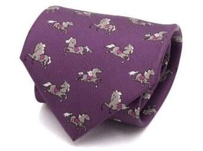 Hermès Pattern Silk Men's Tie Purple
