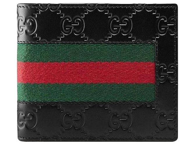 Gucci GG Signature Web Leather Wallet Black
