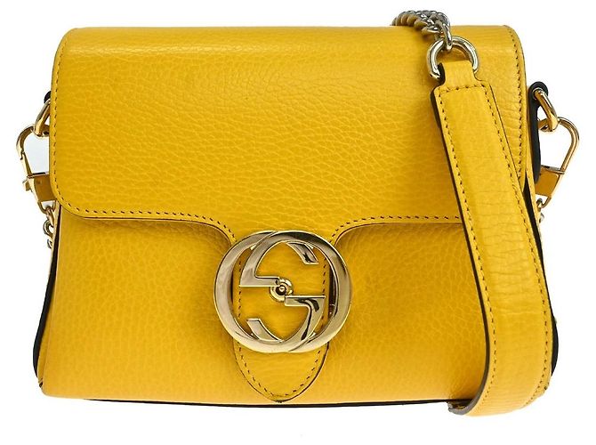 Gucci Interlocking Chain Leather Small Gelb