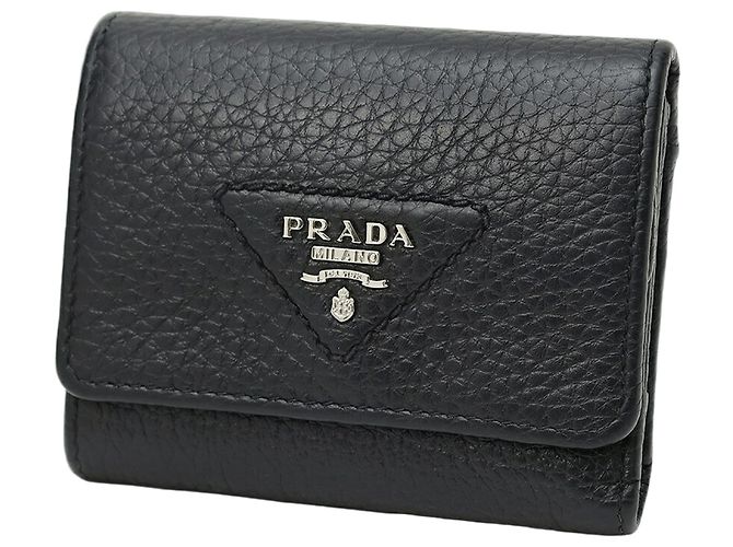 Prada Vitello Daino Leather Mini Wallet Black