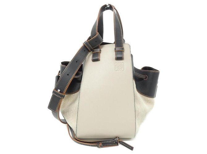 Borsa a tracolla Loewe Hammock Drawstring Small Nero Beige 
