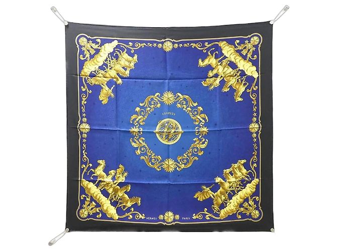 Hermès Sciarpa Quadrata Hermes COSMOS Nero Blu D'oro 