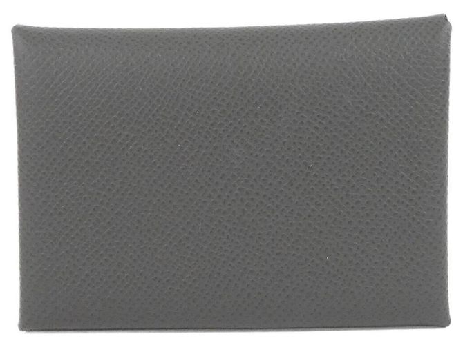 Hermès Hermes Calvi Duo Geldbörse/Münzfach Anthrazitgrau Damier ebene