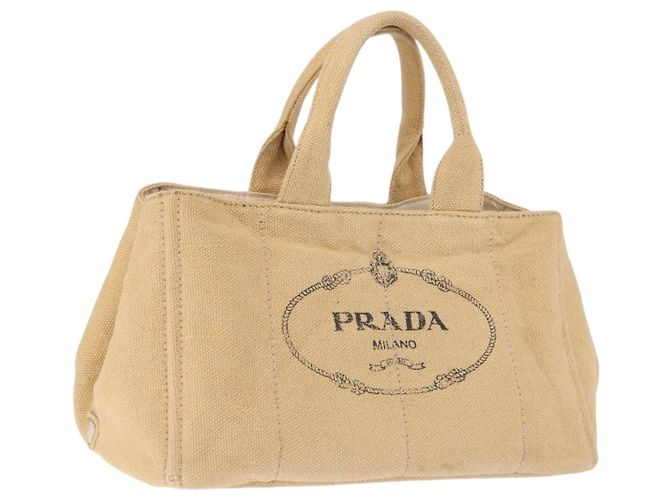 Tote Sac Cabas PRADA Canapa GM Paille Beige Or Auth 194284 Doré