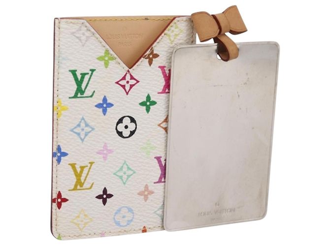 LOUIS VUITTON Monogram Multicolor Etui Espejo de mano White M92651 LV Auth 183518A Blanco
