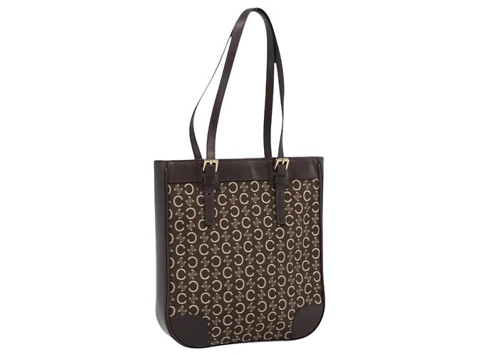 Céline Sac à main CELINE C Macadam Canvas Marron Or Auth 196447A Doré