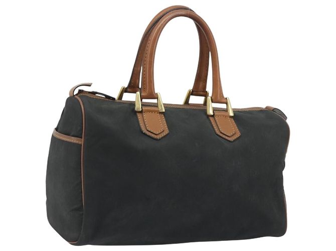 Borsa a mano Christian Dior Honeycomb Canvas Nylon Nero Oro Auth bs36771 D'oro