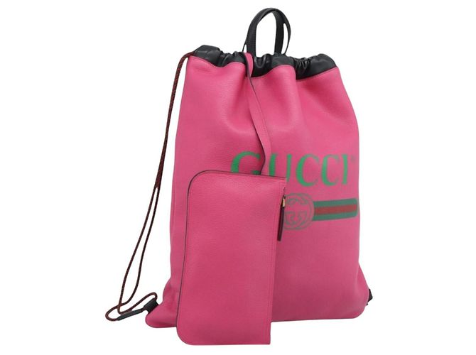 GUCCI Drawstring Backpack Leather Pink 516639 Auth 195079A