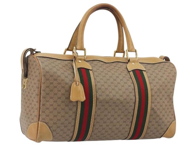 Borsa Boston GUCCI Micro GG Web Sherry Line PVC Beige 58 012 534 40 Auth gh2316A