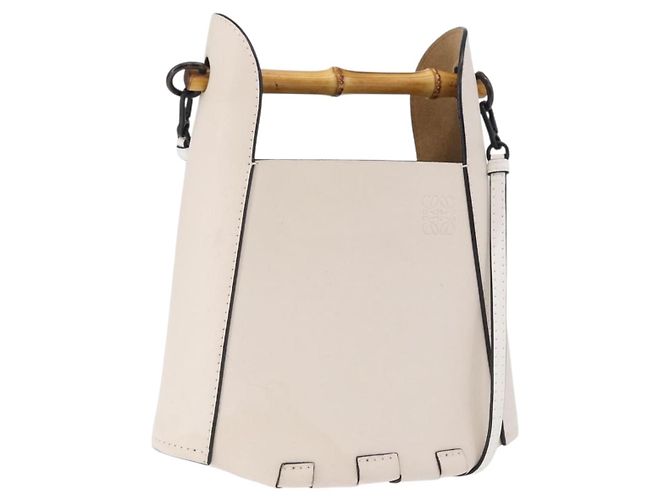 Bolsa Bucket LOEWE Bamboo em couro 2way Ivory Auth 195342A Cru