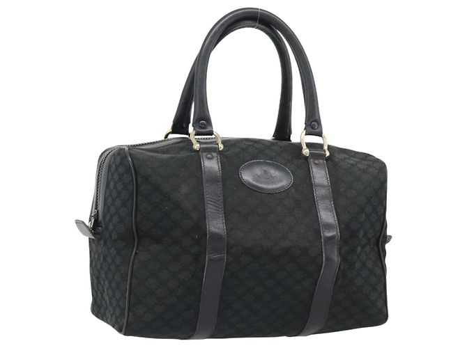 Céline CELINE Borsa Boston in tela Macadam Nero Oro Auth 194355 D'oro