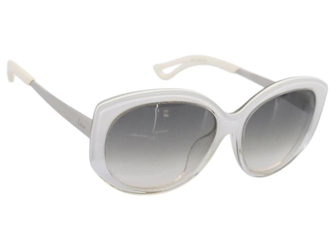 Gafas de sol Christian Dior Plástico Blanco Plata Auth BA15031