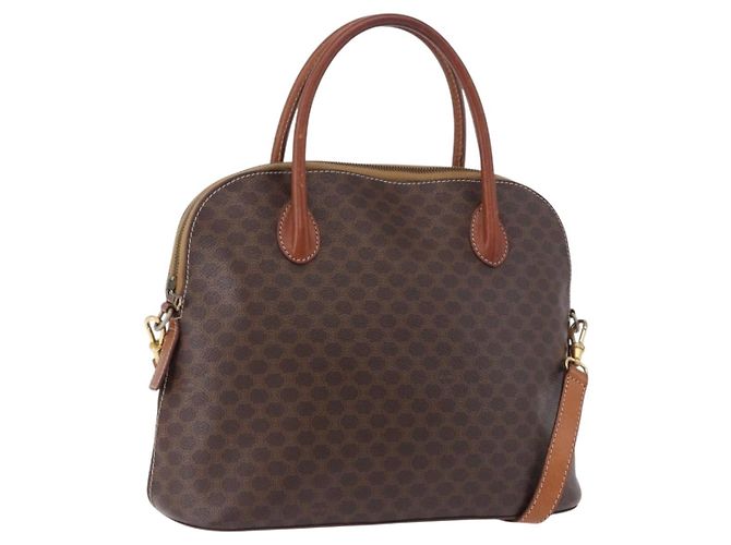 Céline Sac à main CELINE Macadam Canvas PVC Leather 2way Brown Gold Auth ka5664 Marron Doré
