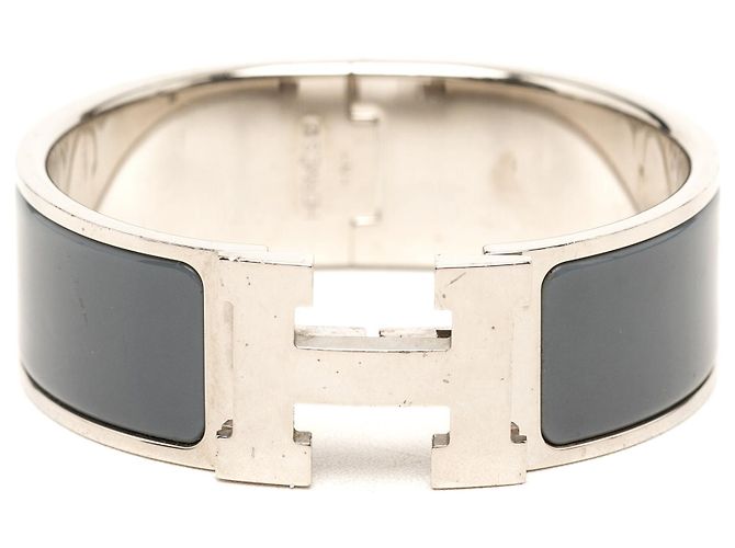 Hermès Clic Clac H Armband PM breit, Emaille Grau