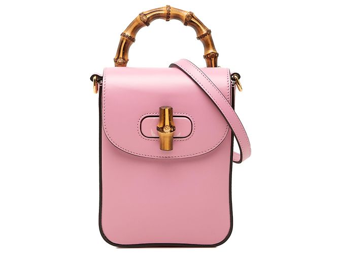 Borsa Mini Bamboo in pelle di vitello rosa Gucci