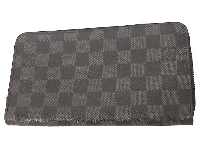 Black Louis Vuitton Damier Graphite Zippy Organizer Wallet Long Wallets