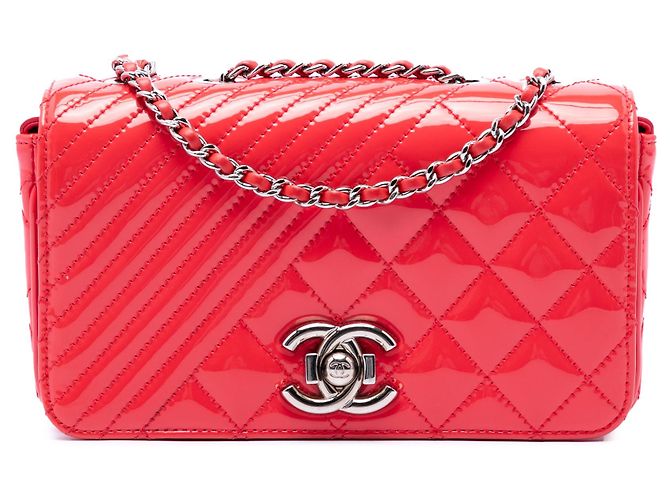 Borsa a tracolla Chanel Small Quilted Patent Coco Boy Flap rossa Rosso