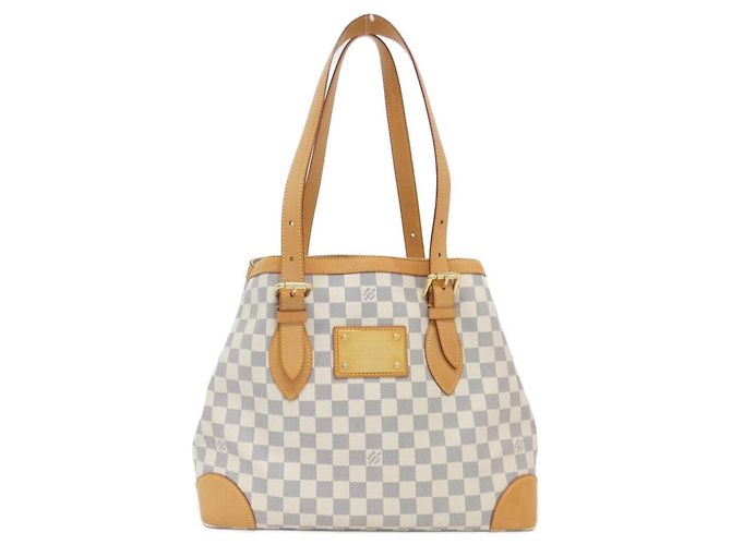 Bolsa Louis Vuitton Damier Azur Hampstead MM Branco Azul