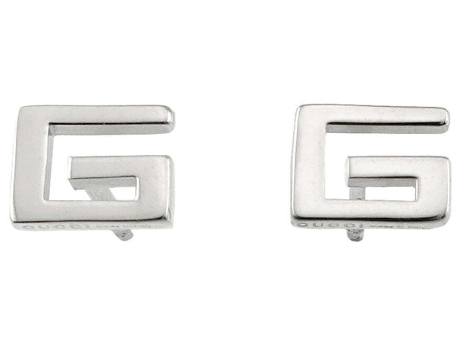 Pendientes de botón Gucci en oro blanco de 18K