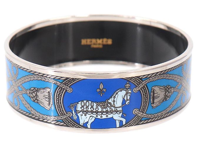 Hermès Bracciale Rigido Hermes Email GM in Blu e Argento 