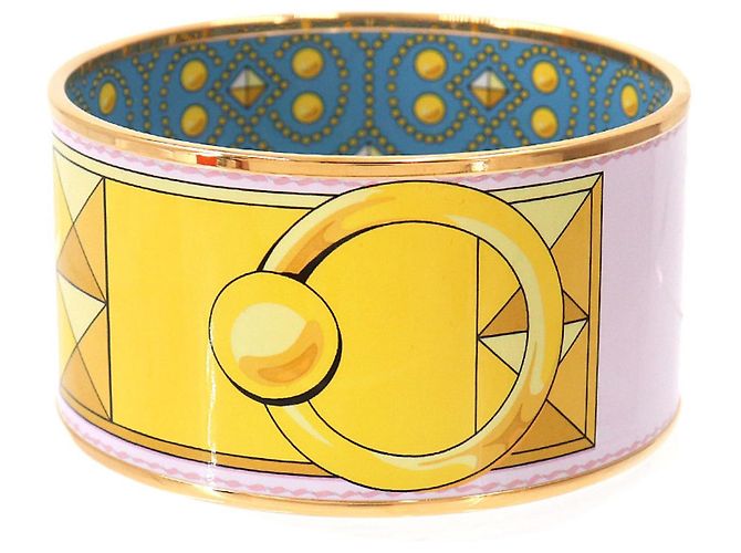 Hermès Hermes HERMES Email TGM Bangle Bracelet Pink Golden Yellow 