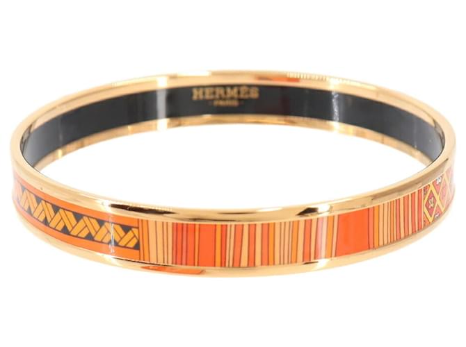 Hermès Bracelet Jonc Hermes Email PM Doré Orange 