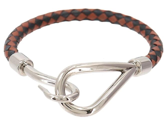 Hermès Hermes Jumbo H Charm Bracelet Brown Black Silvery 