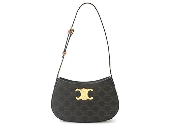 Céline Bolsa de Ombro Celine Triomphe Marrom Preto