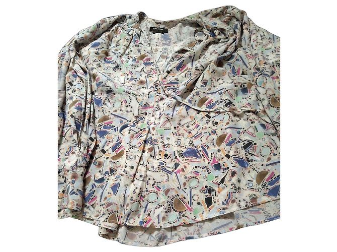 Isabel Marant Top de seda estampado Blanco Multicolor