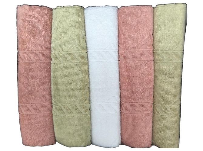 Set de toalhas de algodão Hiroko Koshino (5 peças) Rosa Branco Bege