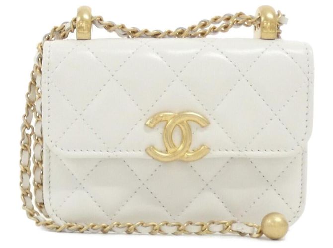 Monedero Chanel de piel de becerro blanca Blanco