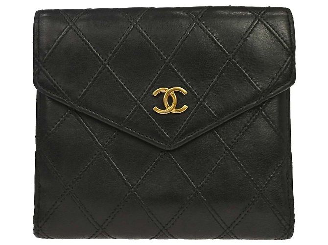 Chanel Envelope Gusset Chevron Lambskin Long Black
