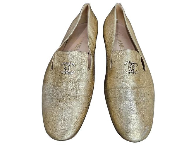 Chanel CC Logo Ballet Flats Golden