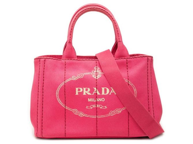 Prada Triangle Logo Plate Canapa Mini Handbag Pink