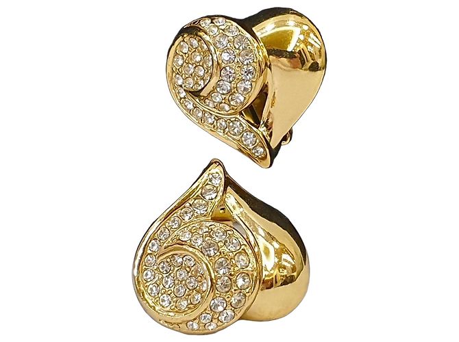 Orecchini a clip Givenchy in cristallo e placcati oro 18kt a forma di cuore D'oro
