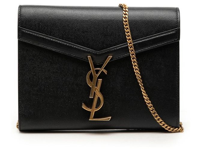 Borsa a tracolla Saint Laurent Cassandra con logo YSL e catena Nero