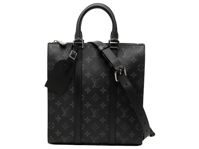 Louis Vuitton Monogram Eclipse Sac Plat Cross Handbag Black