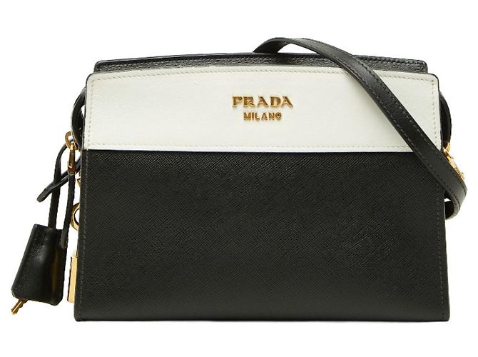 Borsa a tracolla Prada Esplanade Nero Bianco 