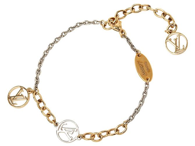 Pulsera de cadena Louis Vuitton Logomania Plata Dorado