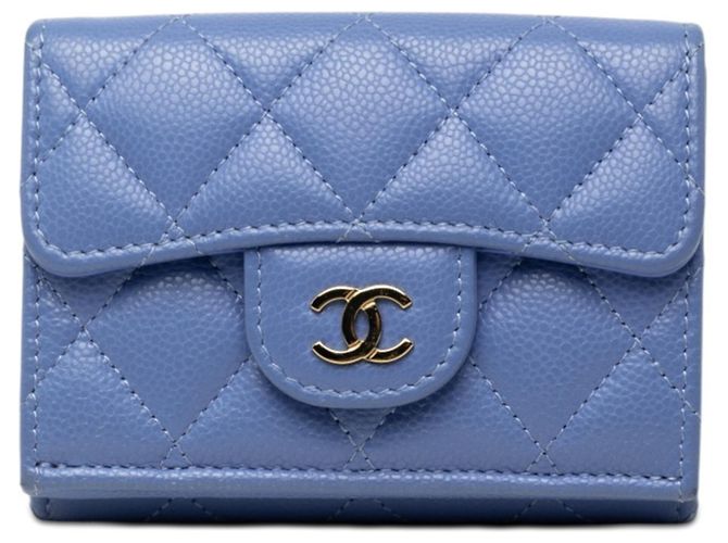 Chanel Coco Mark Matelassé Tri-fold Wallet Blue