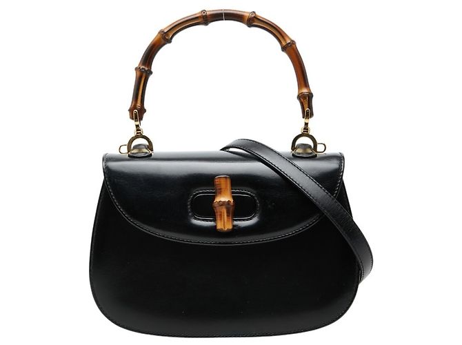 Borsa a mano e a tracolla Gucci Bamboo Nero