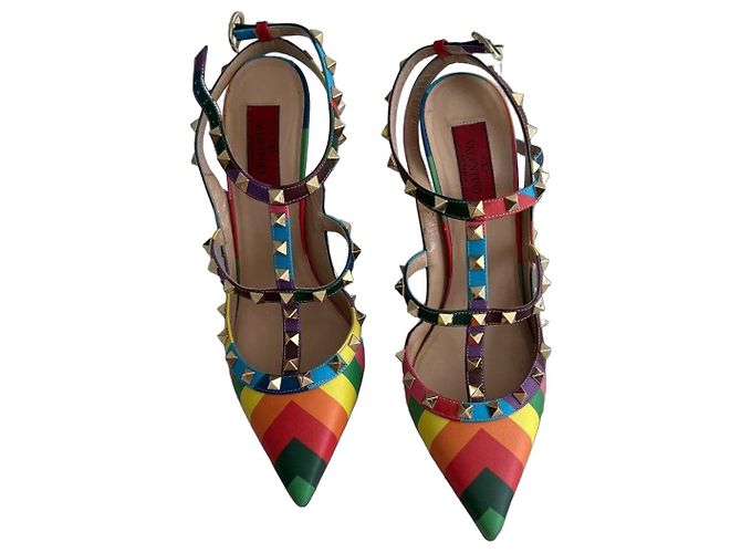 Valentino Rockstud rainbow pumps in multicolored leather Multiple colors