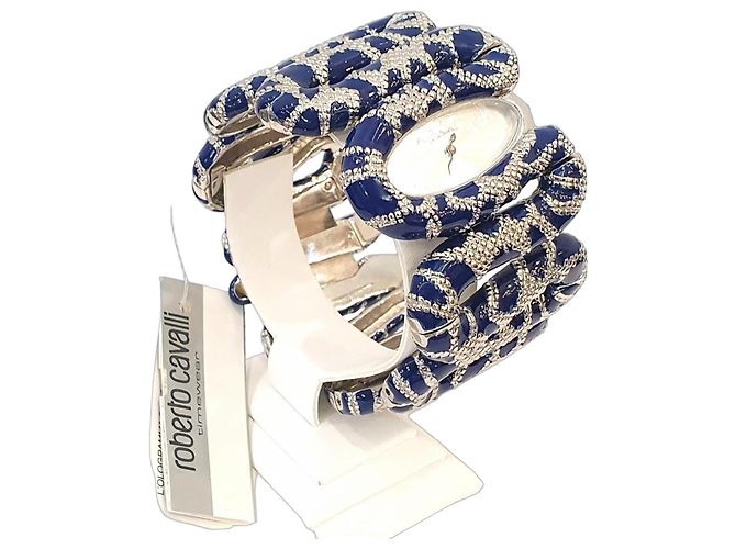 Relógio Serpente Roberto Cavalli Prata Azul